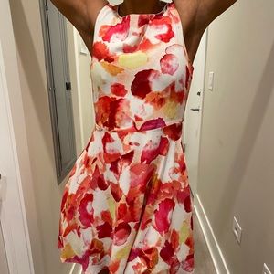 Floral dress hints of pink and red